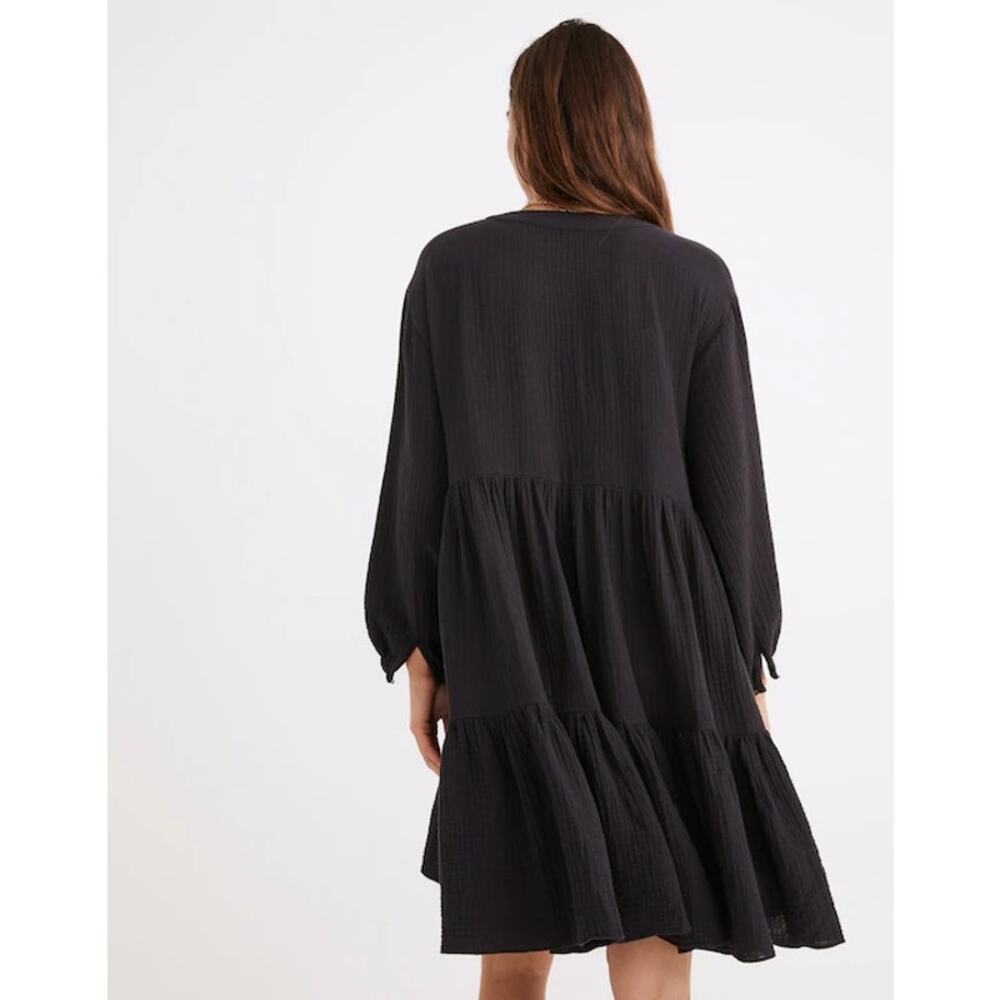 Madewell Black Lightspun Muslin Colette Mini Dress Size 4 - Picture 3 of 10